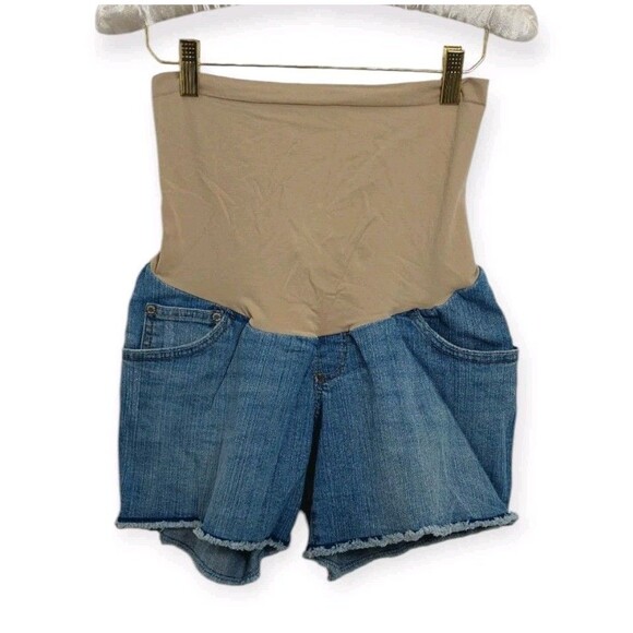 Indigo Blue Women's Size Small Maternity Shorts Cut off Demin Light Wash - Picture 1 of 10